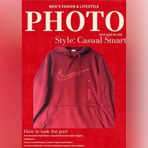 Nike Men's Deep Red Hoodie - THERMA-FIT